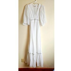 Vintage 1970's Audrey Marlett for Jack Kramer White Maxi Dress Sz XS/S